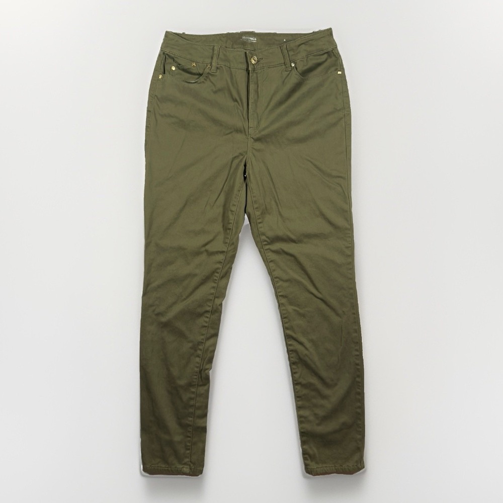 Chico's Jeggings Olive Green Skinny Jeans Women's Size 1 US 8 Stretch Mid Rise